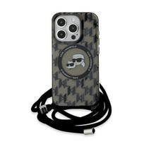 Karl Lagerfeld IML Crossbody Monogram Karl & Choupette dėklas su MagSafe, skirtas iPhone 15 Pro - juodas