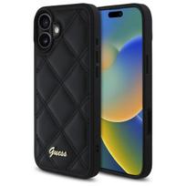 Guess Quilted Metal Logo dėklas iPhone 16 – juodas