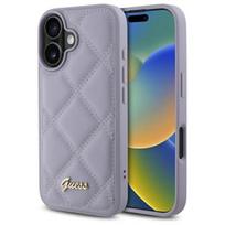 Guess Quilted Metal Logo dėklas iPhone 16 – šviesiai violetinis