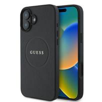 Guess Grained Ring MagSafe dėklas iPhone 16 – juodas