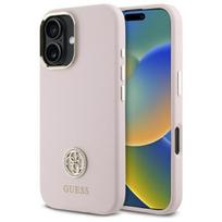 Guess silikoninis dėklas iPhone 16 – šviesiai rožinis