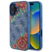 Guess MagSafe dėklas iPhone 16 – mėlynas, gėlės