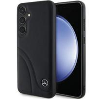 Mercedes Leather Curved Stitches dėklas, skirtas Samsung Galaxy S24+ - juodas