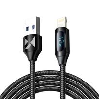 Wozinsky laidas USB-A - Lightning WUALC2 su LED ekranu 2.4A 2m juodas