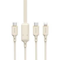 Dudao L7SF 2in1 laidas USB-C - USB-C / Lightning 100W 1.2m - smėlio