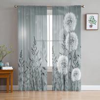 Augalinės pilkos kiaulpienės tiulio užuolaidos svetainei, langams, permatomos modernios užuolaidos miegamojo dekorui 135W x 114H(cm)