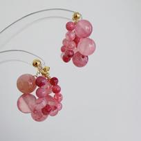 Cool and Cute Original Crystal Fleshy Grape Bobo Earrings Full of Texture, Transparent and Crystal Atmosphere Ear Jewelry