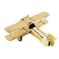 Metalinė lėktuvo dekoracija, vidutinio dydžio, geležinis lėktuvas, stalinė dekoracija namams ir biurui 7111U-1301 Gold Plated