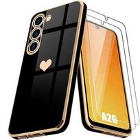 Protective Case - BOOLING - for Samsung Galaxy A26 5G - Shockproof - Flexible - Heart Pattern - with 2 Tempered Glasses juoda