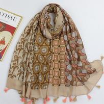 Luxury  Cotton Viscose Scarf Women Aztec Floral Patchwork Tassel Shawls And Wraps Echarpe Pashmina Bufandas 180*90Cm