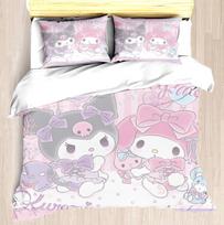 MINISO-Modern Print Duvet Cover Set Sanrio Kuromi Melody Bedding Girl's Gift Mattress 3 Piece EU Single(135*200cm)3pcs white