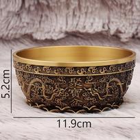 Creative Copper Double Dragon Pattern Cornucopia Decoration, Home Living Room, Shop Opening for Buddha Supplies, Decor Bowl, 1Pc