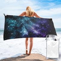 Teal Purple Galaxy Nebula Dream Beach Towel Soft Microfiber Quick Dry Absorbent Quick Towels For Bath W40*H60(CM)