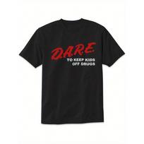 Retro DARE Marškinėliai 90-ųjų Vintage Stiliaus Unisex Marškinėliai su Drąsiu DARE To KEEP OFF Spaudiniu 100% Medvilnė Trumpomis Rankovėmis Apvalia Kaklo Iškirpte S juoda