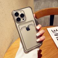 Skaidrus kortelės lizdo laikiklis telefono dėklas, skirtas iPhone 13 11 12 Pro Max Xr Xs Max X 7 8 Plus Piniginė atsparus smūgiams skaidrus minkštas galinis dangtelis For iPhone 13 white