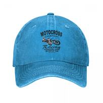 Baseball Cap Motocross Champions Racing Accessories for Unisex Women Casual Distressed Washed Motorsport Team Sun Cap One Size blue