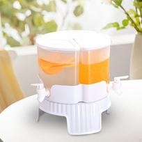 Beverage Dispenser Cold Water Container 5.2 L with Lid Rotatable 3 Grid Split Juice Teapot Ice