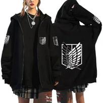 Zip Up Attack On Titan Anime Hoodie Men Women Shingeki No Kyojin Mikasa Ackerman Jackets Coats Long Sleeve Casual Zipper Tops S