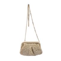 Gusure Vasarinė Dizainerio Pečių Crossbody Rankinė Šiaudų Audimo Clutcho Piniginė Moteriška Koldūno Formos Crossbody Paplūdimio Rankinė Madinga Debesėlio Formos Maišelis smėlis