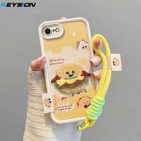 KEYSION Animacinis mielas pliušinis siuvinėtas dėklas iPhone SE 2020 2022, su dirželiu, atsparus smūgiams telefono dėklas iPhone 8 7 6s Plus for iPhone SE 2022