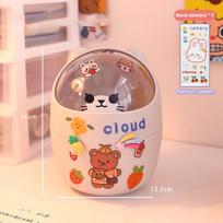 Miela Kūrybinga Namų Darbo Stalo Šiukšliadėžė su Dangčiu Maža Mini Kawaii Miegamojo Stalo Laikymo Dėžutė Rašiklių Laikiklis Duok Lipduką pilka spalva
