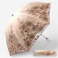 Lace Embroidery Sun & Rain Dual-Use UV Protection Folding Parasol Umbrella