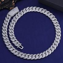 13mm Cuban Link Chain Necklaces Iced Out Miami Cuban Chain for Man Women Iced Out Shiny Inlaid Zircon Hip Hop Jewelry 20inch Necklace