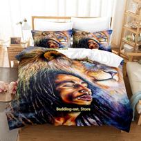 Dainininkas Bobas Marley Patalynės Komplektas Animacinis Anime trijų dalių Komplektas Suaugusiojo Vaiko Miegamojo Antklodės Užvalkalų Komplektai Šaunus Spaudinys Didelė Lova EU Single(135*200cm)3pcs