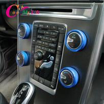4 vnt./rinkinys Aliuminio lydinio oro kondicionieriaus jungiklio valdymo rankenėlės Apdailos žiedas Dangtelis Garso jungiklio rankenėlės lipdukas Volvo S60 XC60 V60
