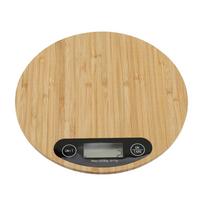 Round Bamboo LED Display Electric Kitchen Weighing Scale Cooking Food 5kg/ 1g