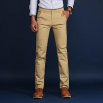 Vyriškos tiesaus kirpimo medvilninės laisvalaikio kelnės Jaunimo mada Slim-fit Vienspalvės vyriškos kelnės Visų sezonų vyriškos kelnės S chaki