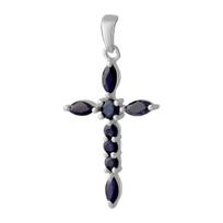 Sidabrinis kryžius su safyru 0,35 ct (2053583) safyras