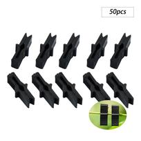 50 vnt. Juodos plėvelės tvirtinimo spaustukas Plastikinis atsparus saulės šviesai ir lietui Šiltnamio spaustukas 26 x 10,5 mm plėvelės tvirtinimui Slankiojantis spaustukas juoda