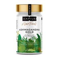 Kapiva Ashwagandha Gold 60 kapsulių | 183-oji diena Nagori Ashwagandha | 5% Vitanolidai | Padeda valdyti stresą ir miegą | Vyrams ir moterims | 100% Ajurvedinis