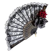 Lolita Gotikinis Ventiliatorius Viktorijos Laikų Moteriškas Nėrinių Rankinis Ventiliatorius Vintažinis Juodas Baltas Raudonas Rožės Bambukiniai Ventiliatoriai Cosplay Helovino Vakarėlio Reikmenys as pictures