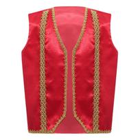 Kids Steampunk Vest Gothic Tailcoat Costume Sleeveless Golden Trim Waistcoat Victorian Style Jacket Dress Up Attire 7-8 Years