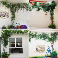Artificial Ficus Rattan Vine for Indoor Decoration - Green Leaves Silk Ficus Leaf Set A