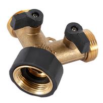 Sodo žarnos skirstytuvas 2 krypčių sodo vandens skirstytuvas, tvirtas žalvarinis Y formos vožtuvas, žarnos jungtis, sodo vandens žarnos adapteris, 3/4 colio sriegis 3/4" auksas