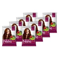 Nisha Natural Henna Powder Hair Color Natural Brown Herbal Conditioning Dye For Silky Shiny Hair Men Women 30G X Pack Of 8
