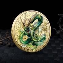 Kinų mitinės būtybės Monetos Kolekcionuojami daiktai Drakono moneta Tigras Suzaku Zodiakas Tai Chi proginis medalis Sėkmė armijos žalia spalva