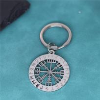 Nerūdijančio plieno Vikingų Rūnos Kompasas Vegvisir Pakabukas Raktų Pakabukas Vyrams Šiaurės Amuletas Papuošalai 12 Zodiakoženklių gray