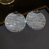 Silver Needle Zirconia Chain Geometric Round Earrings: Light Luxury Ear Cuffs, Fashionable and Exaggerated Accessories for Women