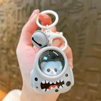 Cute Bear Bag Night Light Keychain, Fashion Key Chain with Ambient Light for Bag Decoration šviesiai pilka spalva