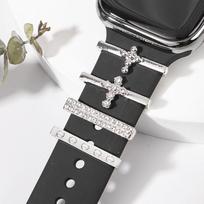 Metaliniai pakabukai Laikrodžio apyrankės Dekoratyvinis žiedas Apple laikrodžiui Deimantinis papuošalas iwatch apyrankei Silikoninė juostelė Papuošalų aksesuarai gray