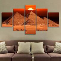 5 vnt. Peizažas Saulėlydis Egipto Dykuma Piramidė Drobės Tapyba Plakatai ir Spaudiniai Sieniniai Paveikslai Svetainė Namų Dekoras Be Rėmo 40x60cm*2  40x80cm*2  40x100cm*1 orange