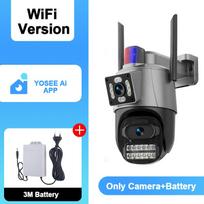 AIOOK 8MP IP kamera lauko WiFi PTZ dvigubo objektyvo dvigubo ekrano automatinis sekimas vandeniui atsparus apsauga vaizdo stebėjimas policijos šviesos signalizacija CCTV Camera+batterie