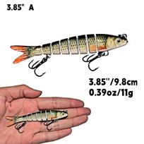 Žvejybiniai masalai Swimbait Crankbait Masalas ešeriams, upėtakiams, karpiams, muskams, šamams, žuvų kabliukas, tikroviška žuvis 3.85'' A