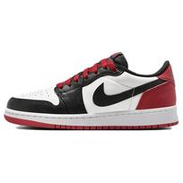 „Air Jordan 1 Retro Low OG GS Black Toe Kids sportbačiai, balti spalvoti raudoni CZ0858-106 40
