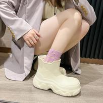 Women's Rain Boots Fashion Rubber Galoshes Outdoor Waterproof Garden Work Boots for Women Cute Rain Shoes Light EVA Water Shoes 35-36 smėlinė