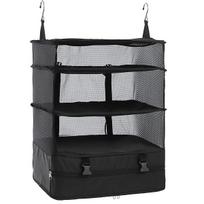 Travel Luggage Organizer Portable Travel Shelves Bag 3-Shelf Suitcase Packing Cube Collapsible Hanging Closet Storage Bag Space juoda